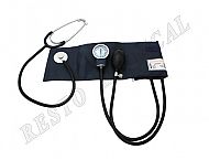 Aneroid sphygmomanometer with attached stethoscope