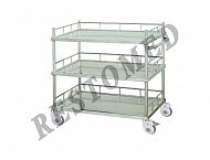 Treatment trolley with three shelves